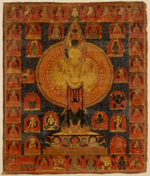 Tausendarmiger Chenresi, eine kosmische Form des Bodhisattva Avalokiteshvara. Tibet.